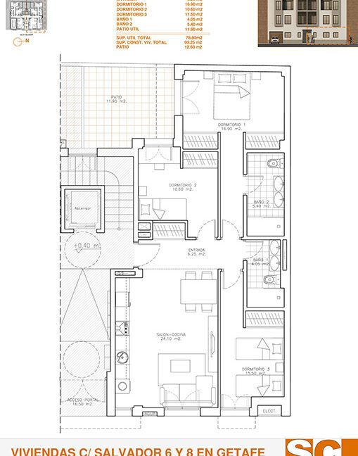 Plano del bajo en calle Salvador 6